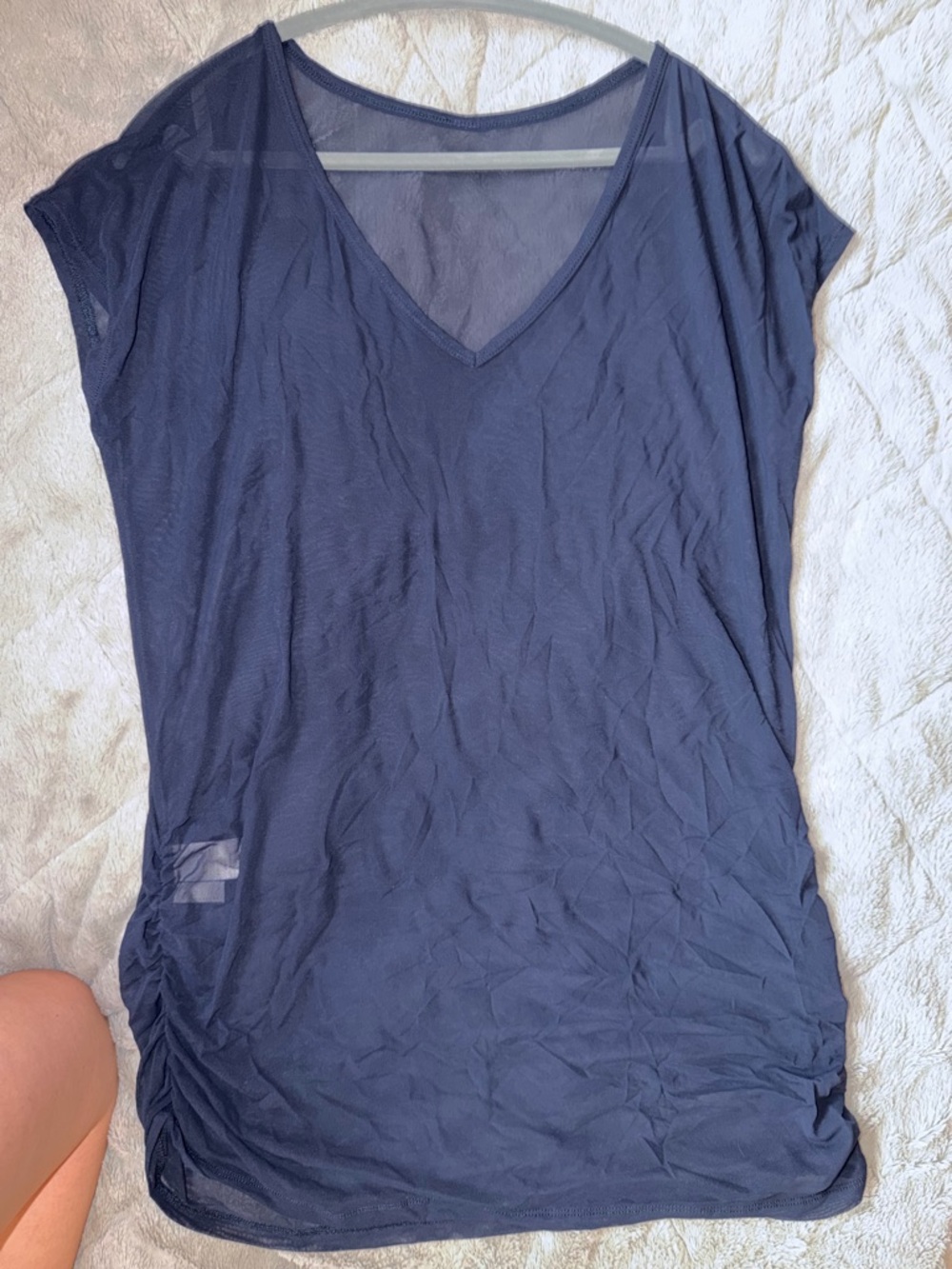 Anne Cole Navy V-Neck Sheer Overlay Tunic